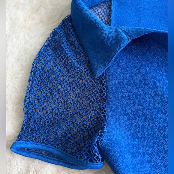 Y2K Midi Bodycon dress size medium in royal blue with lace sleeves - Picture 4 of 4